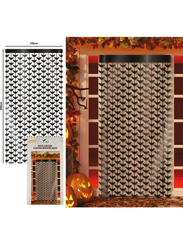 Deurgordijn metallic vleermuis 100 x 200 cm halloween main product photo