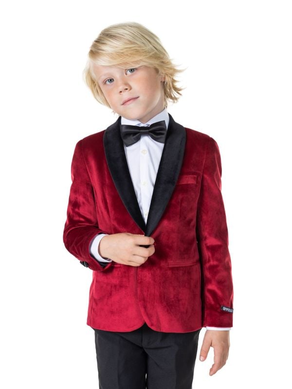 Dinner Jacket - Burgundy Blazer Jongens Opposuits