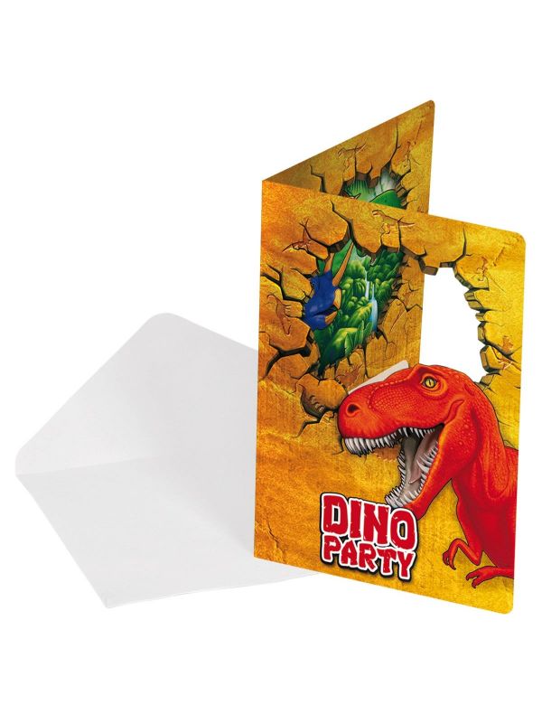 Dinosaurus kinderfeestje uitnodigingen 6 stuks
