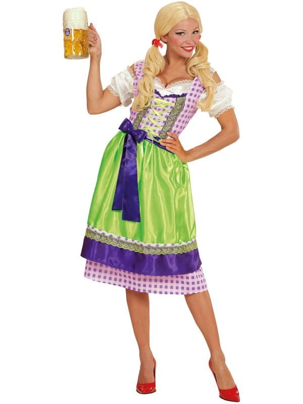 Dirndl jurk paars/groen