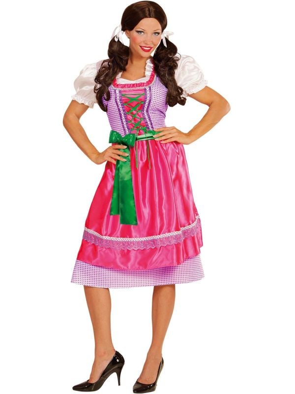 Dirndl jurk roze/groen