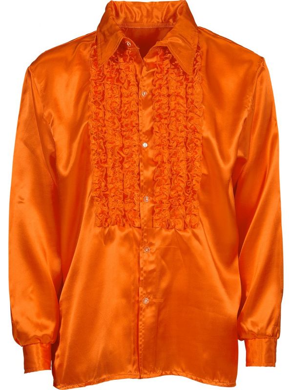 Disco blouse met ruches oranje