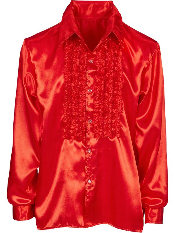 Disco blouse met ruches rood