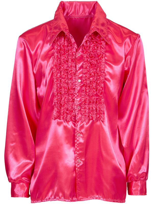 Disco blouse met ruches roze