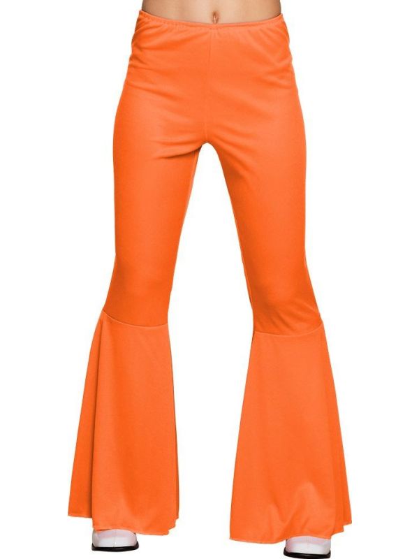 Disco flarebroek dames oranje
