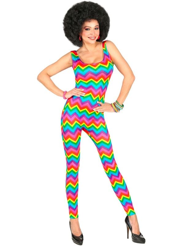 Disco jumpsuit regenboog