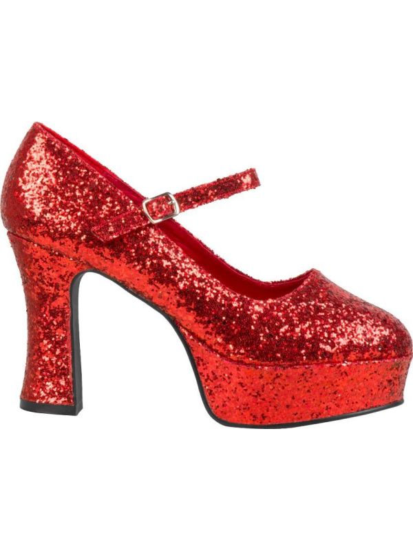 Disco schoenen met hak glitter rood