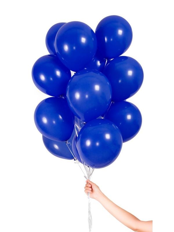Donkerblauwe ballonnen met lint 30 stuks 23cm