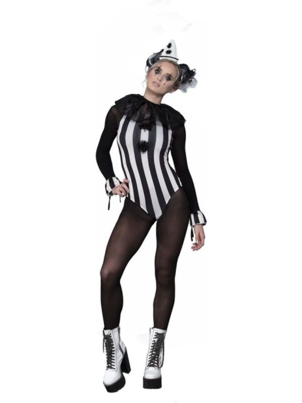 Donkere Clown Kostuum Dames Zwart main product photo