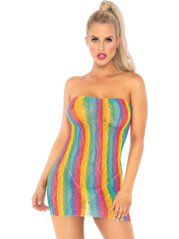Doorzichtig jurkje panterprint regenboog main product photo