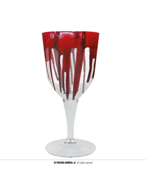 Doorzichtig wijnkelk met bloed plastic 9 x 19 cm halloween main product photo