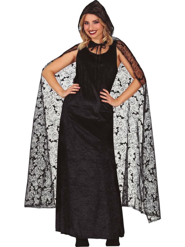 Doorzichtige vleermuis cape met capuchon 120 cm main product photo