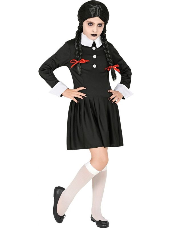 Duistere Wednesday Addams meisjes outfit
