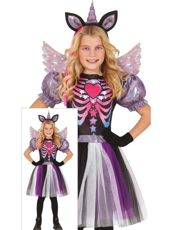 Eenhoorn skelet jurk halloween meisjes