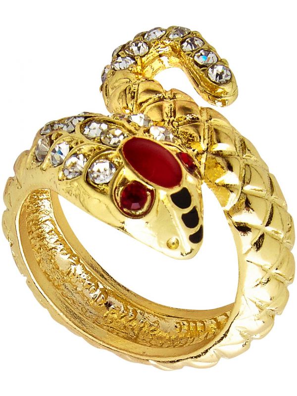 Egyptische gouden slangen ring met edelsteen