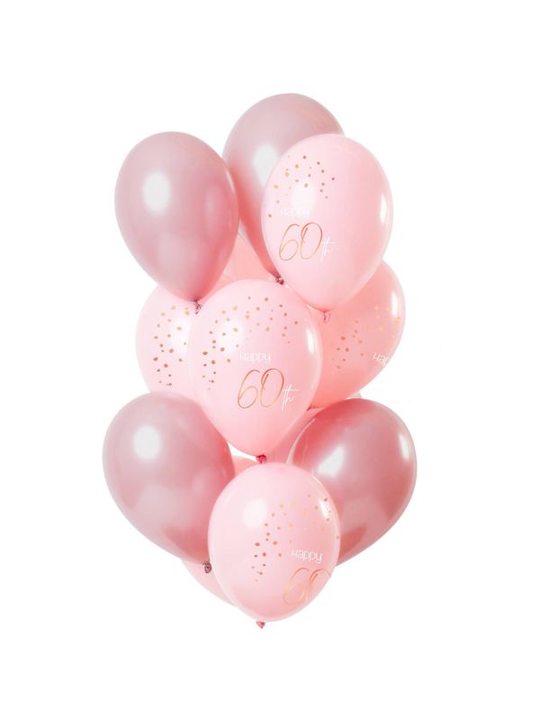 Elegant lush blush ballonnen 60 jaar 12 stuks