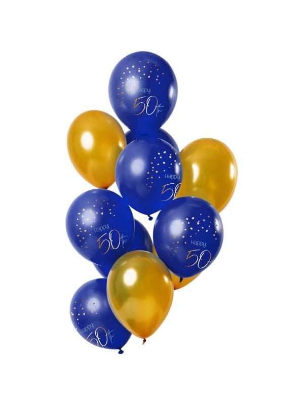 Elegant true blue ballonnen 50 jaar 12 stuks