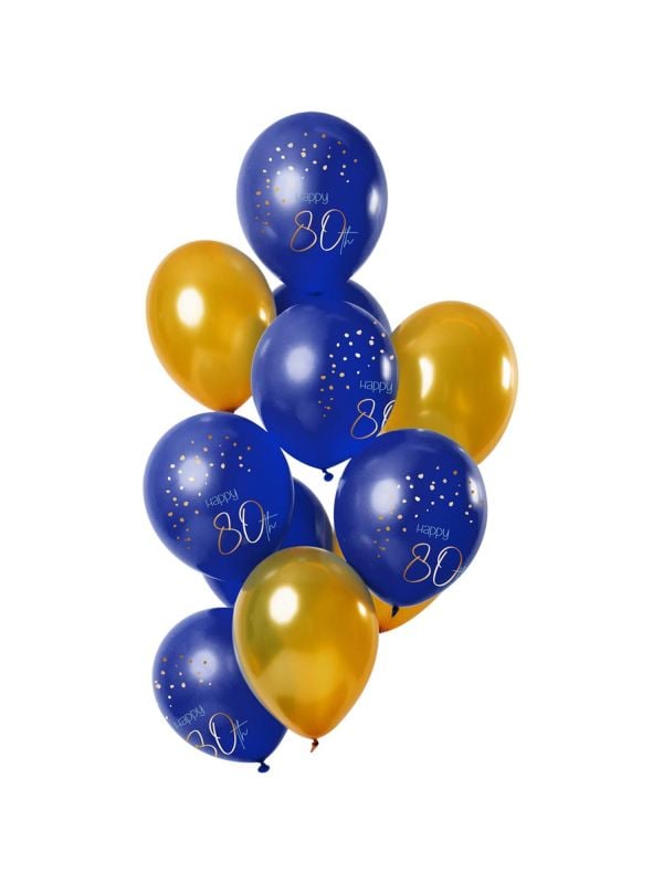 Elegant true blue ballonnen 80 jaar 12 stuks