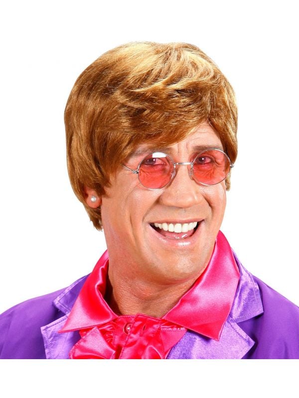 Elton John pruik bruin