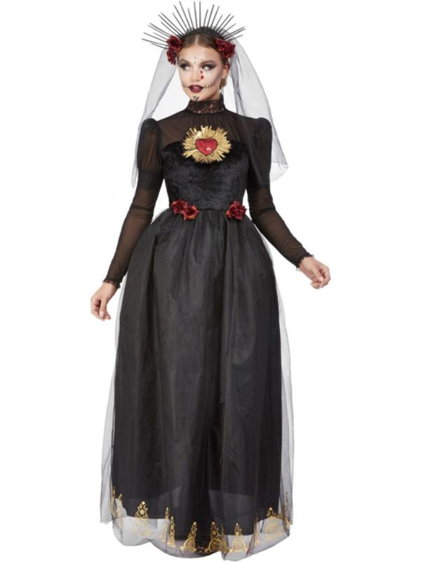 Enge Bruid Skelet Kostuum Vrouwen Zwart main product photo