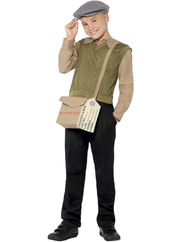 Evacuee boy groene verkleedset main product photo