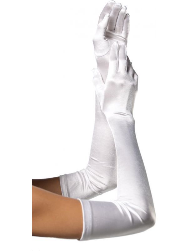 Extra lange satijnen handschoenen wit