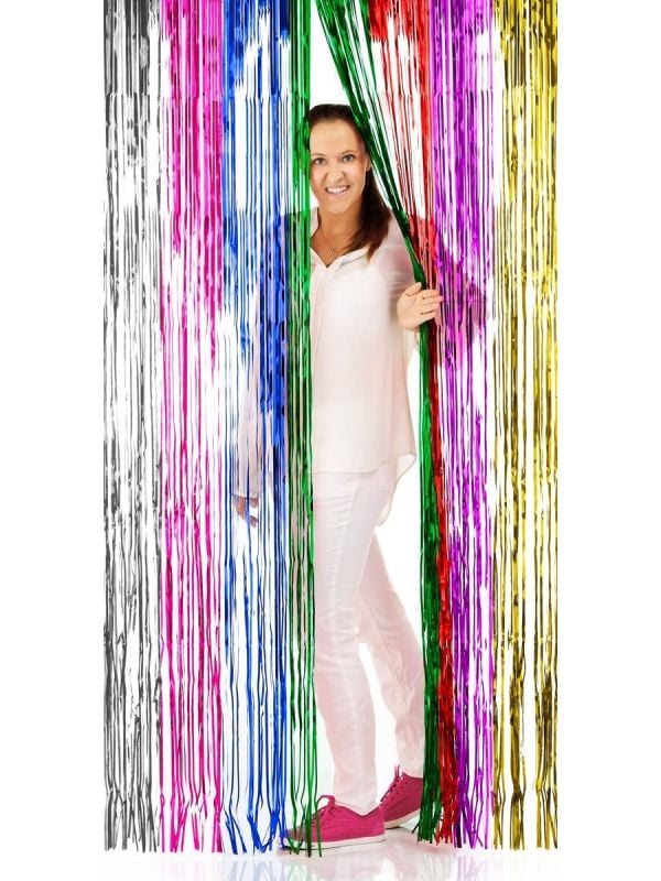 Feestelijk deurgordijn folie regenboog