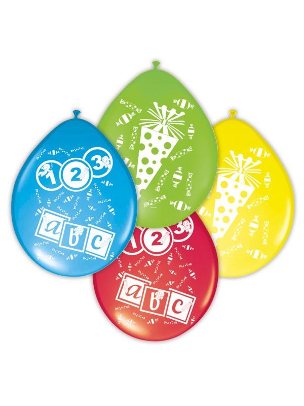 Feestelijke ABC ballonnen eenzijdig bedrukt 8 stuks main product photo
