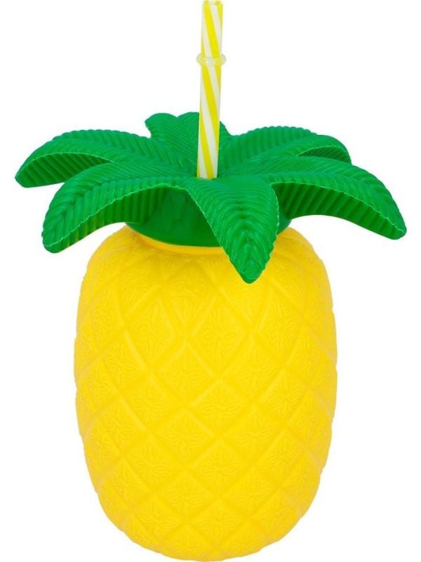 Feestelijke ananas drinkbeker met rietje