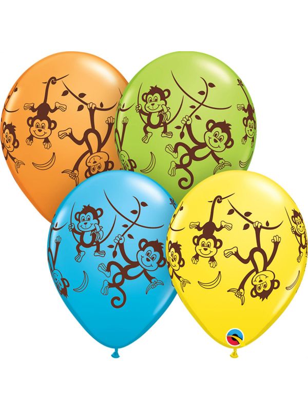 Feestelijke apen feestje ballonnen 25 stuks 28cm