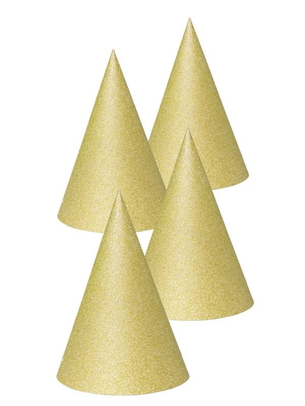 Feestelijke glitter verjaardaghoedjes goud main product photo