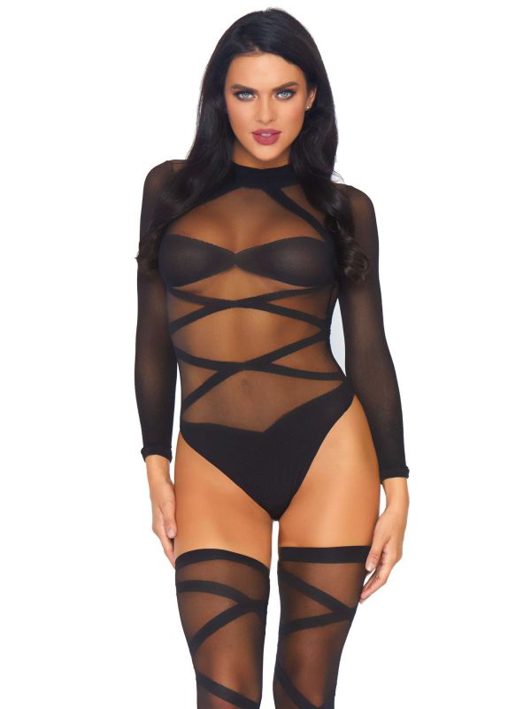 Festival bodysuit met kousen zwart