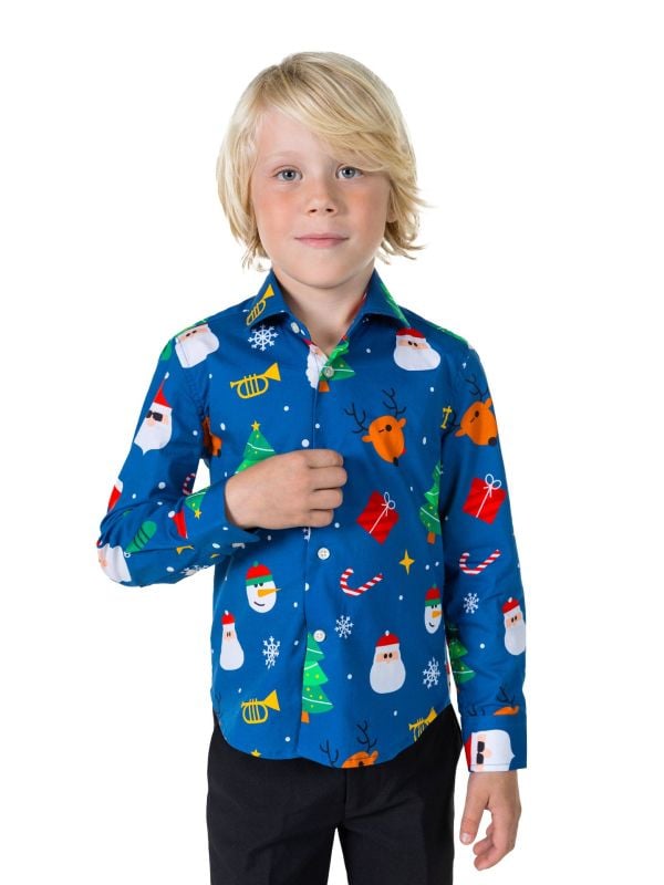 Festivity Blue Boys shirt Jongens Opposuits