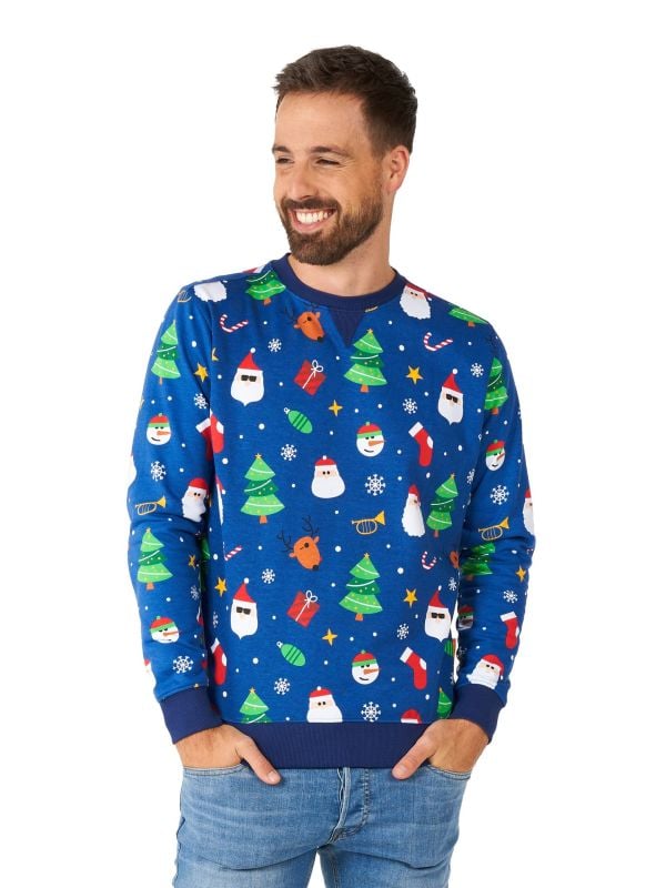 Festivity Blue Sweater Heren Opposuits