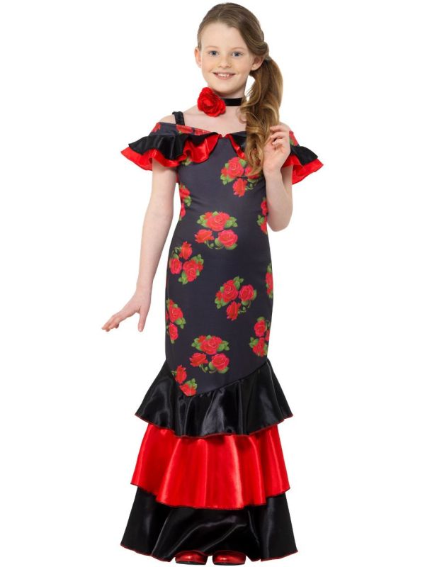Flamenco meisjes jurkje zwart rood main product photo