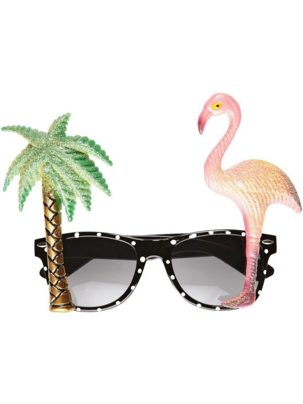 Flamingo bril met palmboom