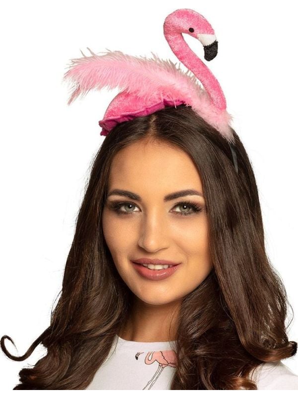 Flamingo haarband roze pluche