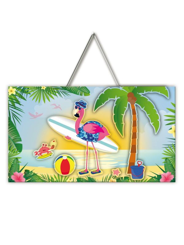 Flamingo hawaii party deurbord