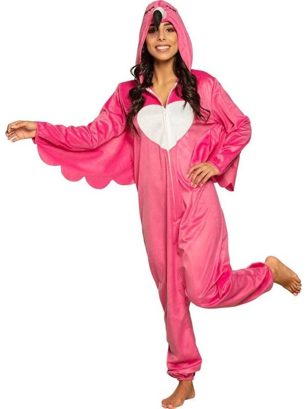 Flamingo onesie pluche roze