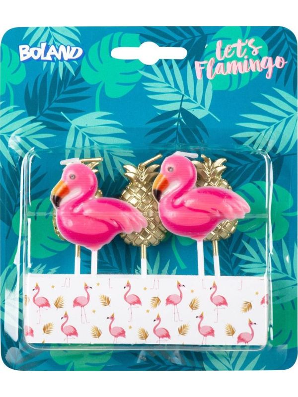 Flamingo thema kaarsjes 5x