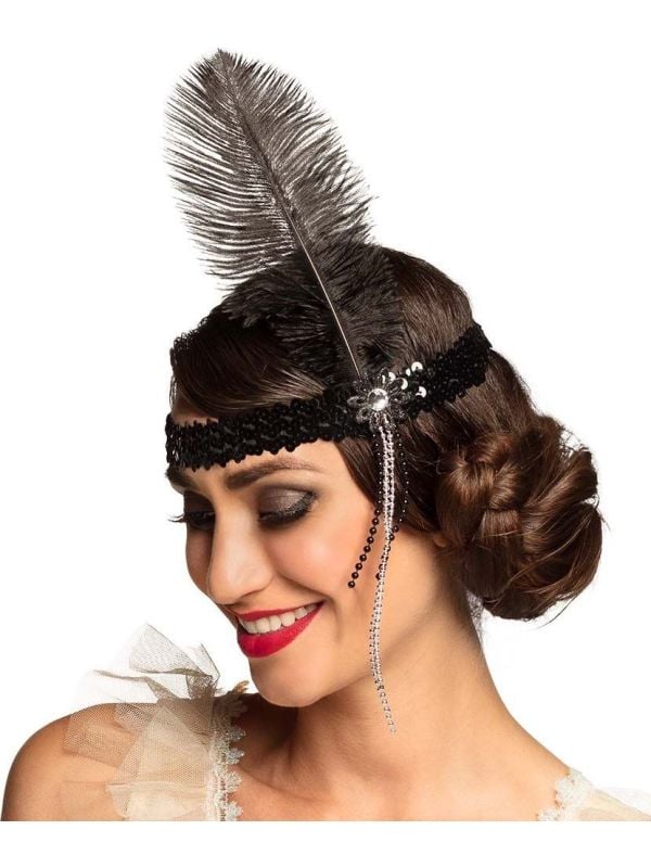 Flapper hoofdband pailletten zwart