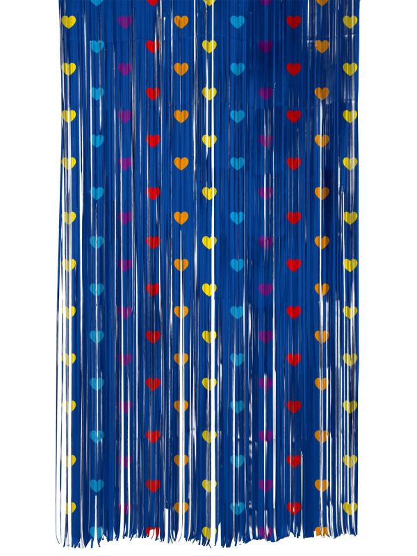 Folie deurgordijn hartjes 200cm blauw