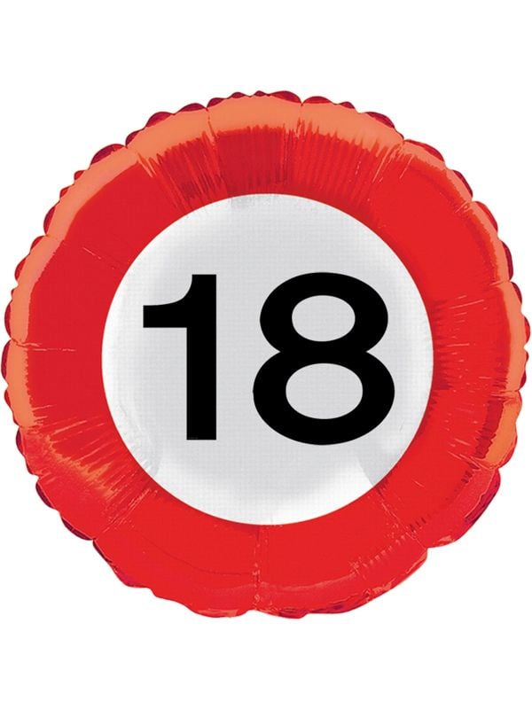 Folieballon 18 jaar verkeersbord