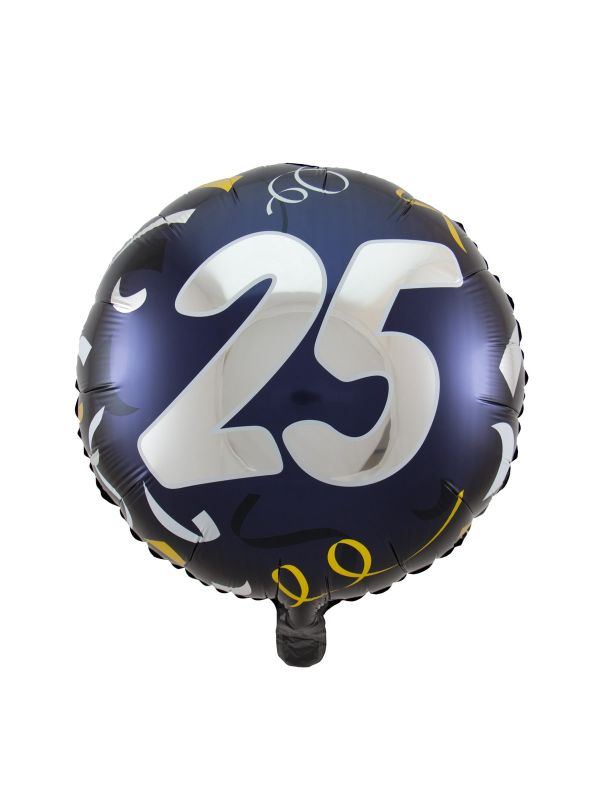 Folieballon 25 jaar stijlvol blauw