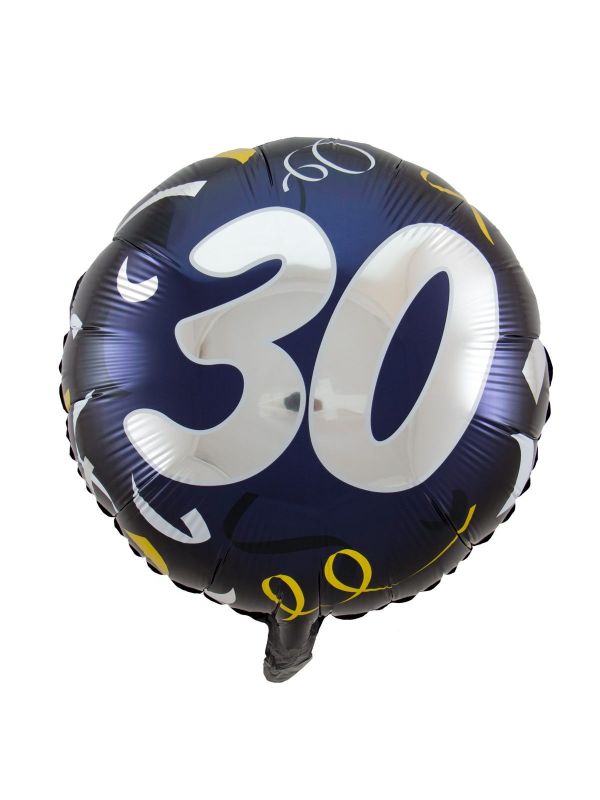 Folieballon 30 jaar stijlvol blauw