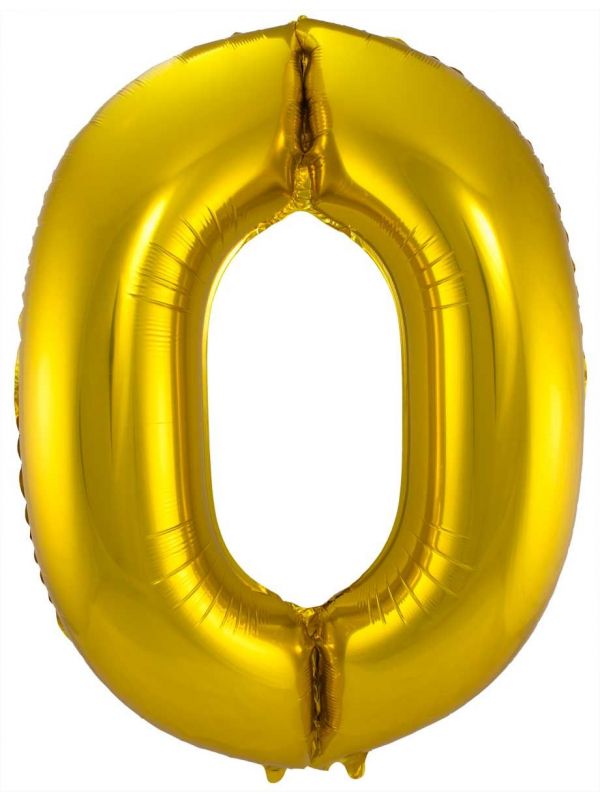 Folieballon cijfer 0 goud 86cm