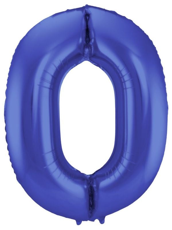 Folieballon cijfer 0 metallic blauw 86cm