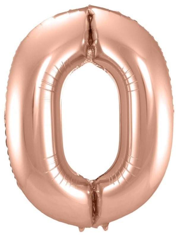 Folieballon cijfer 0 rose goud 86cm