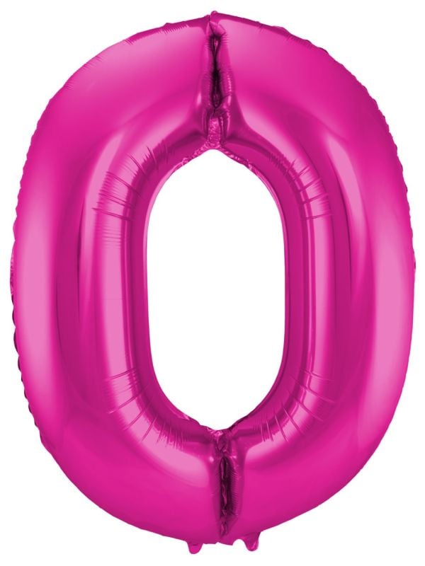 Folieballon cijfer 0 roze 86cm