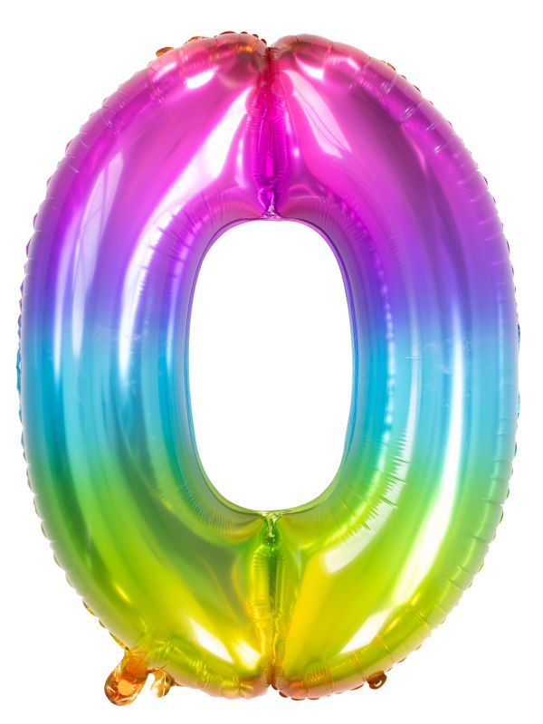 Folieballon cijfer 0 yummy gummy rainbow